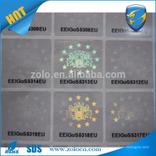 Custom logo printing self adhesive Hologram transparent sticker paper